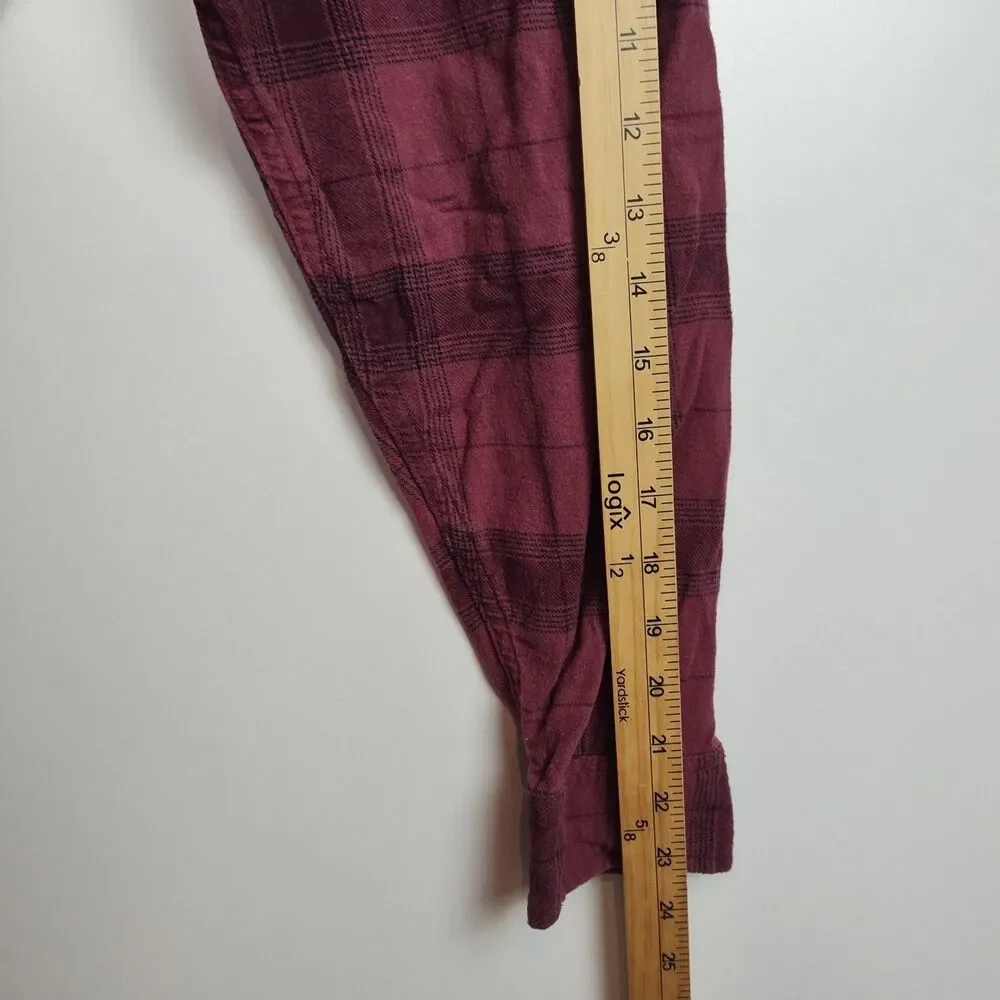 Fintech Button-Up Shirt Men's XL Maroon Plaid Long Sleeves Logo Collared - Picture 7 of 9